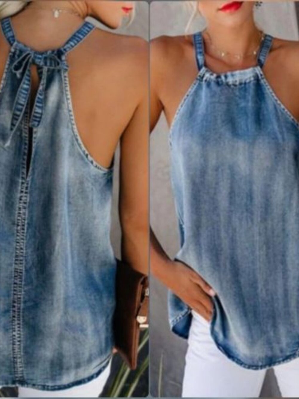 Cloth & Stone Anthropologie chambray denim tank top Size M